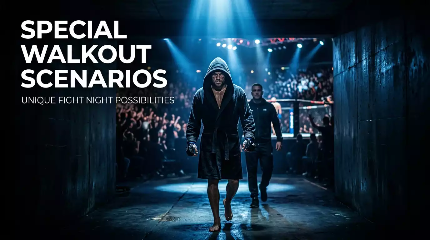 Fighter's walkout from a Manchester arena tunnel under blue stage lights