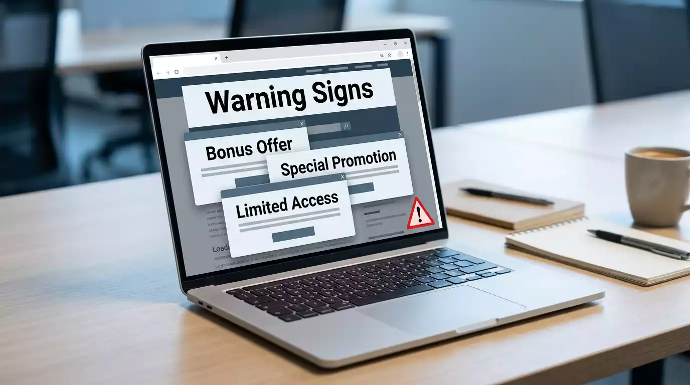 Warning signs on an unlicensed offshore UFC betting site targeting UK customers