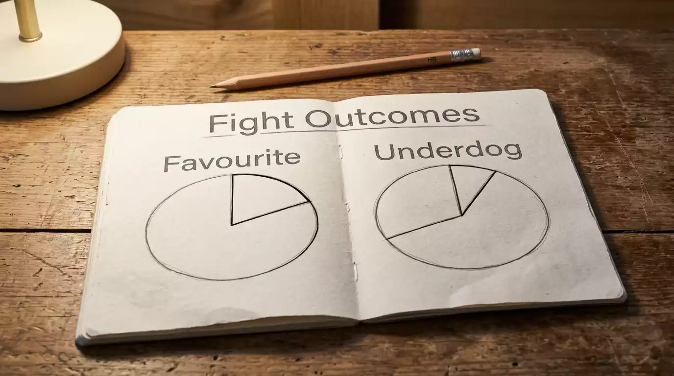 UFC favourite versus underdog winrate breakdown across a ten-year sample for UK moneyline bettors