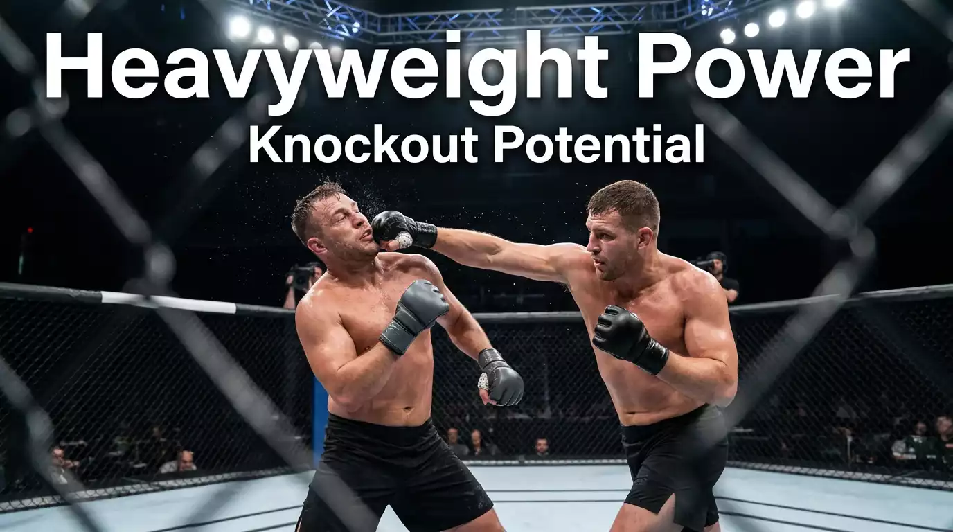 UFC heavyweight delivering a knockout strike in the octagon, illustrating the divisional finish skew
