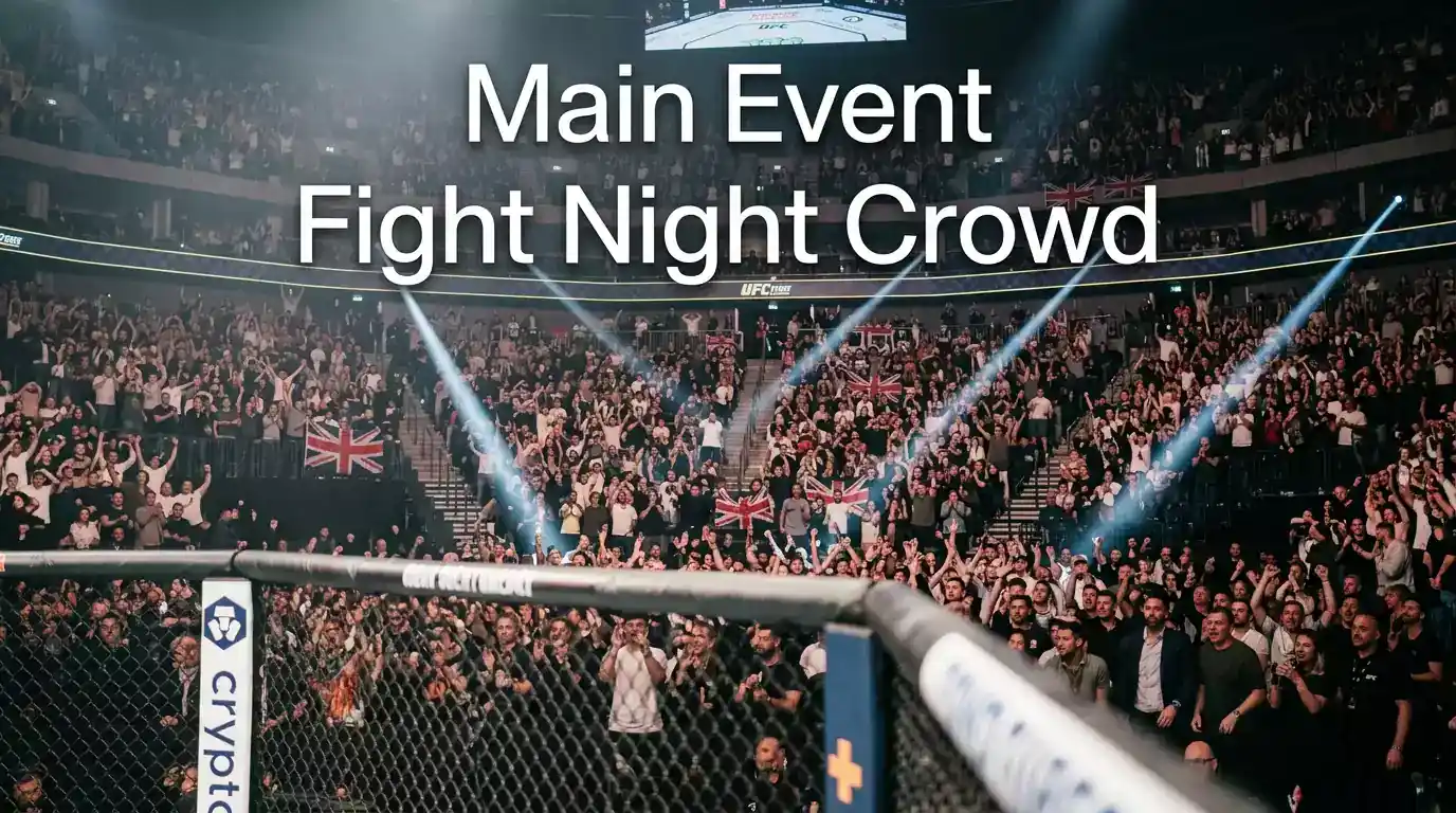 Full-capacity O2 Arena crowd cheering during a UFC London main event walkout