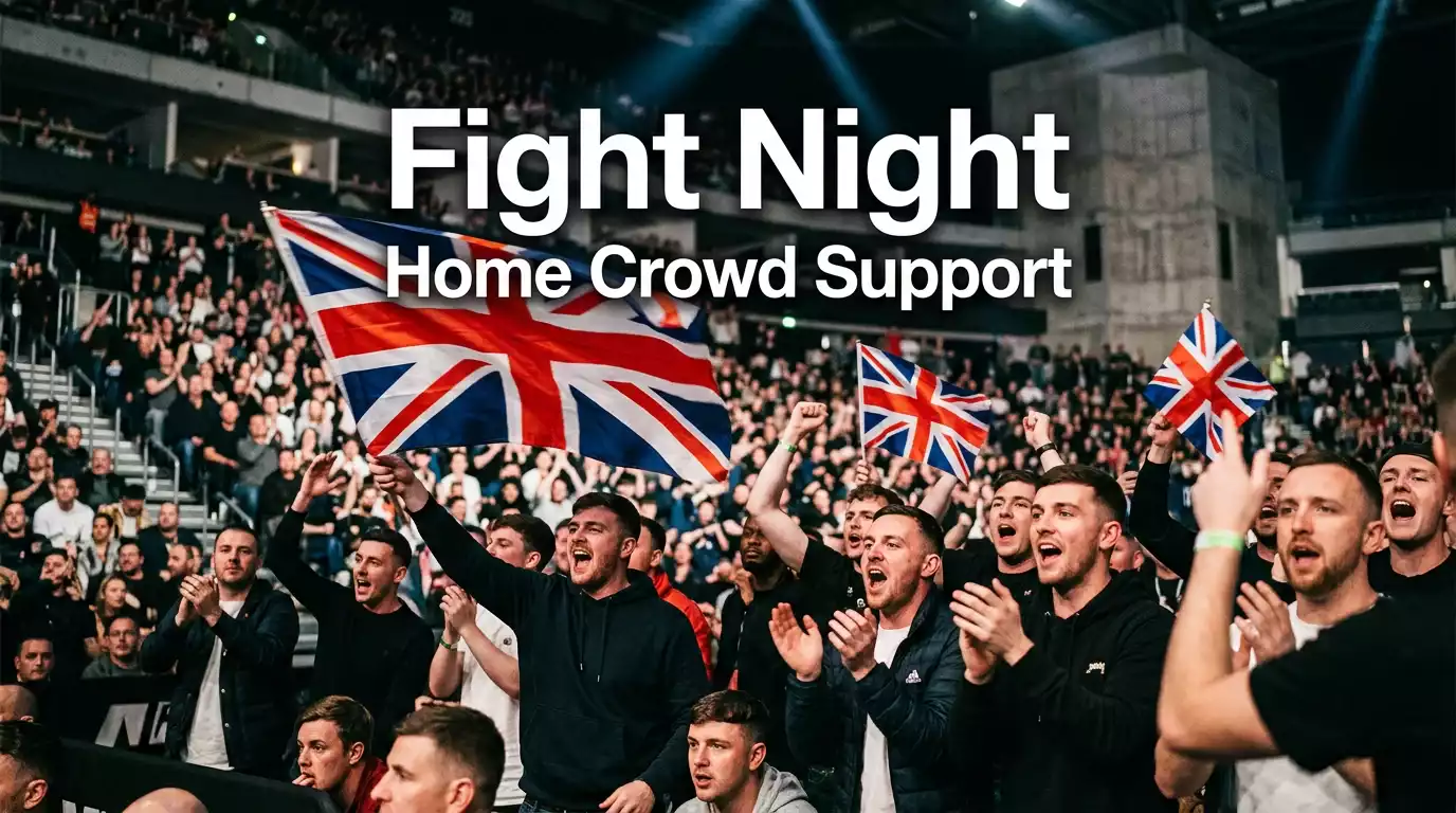 British UFC fans waving Union Jack flags and cheering during a fighter walkout at the O2 Arena