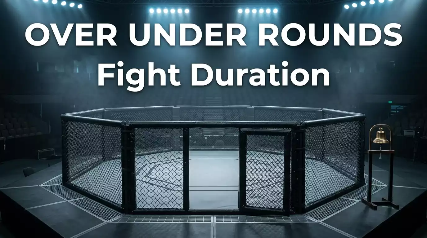 UFC three-round bout in the octagon with the over/under 2.5 rounds line displayed