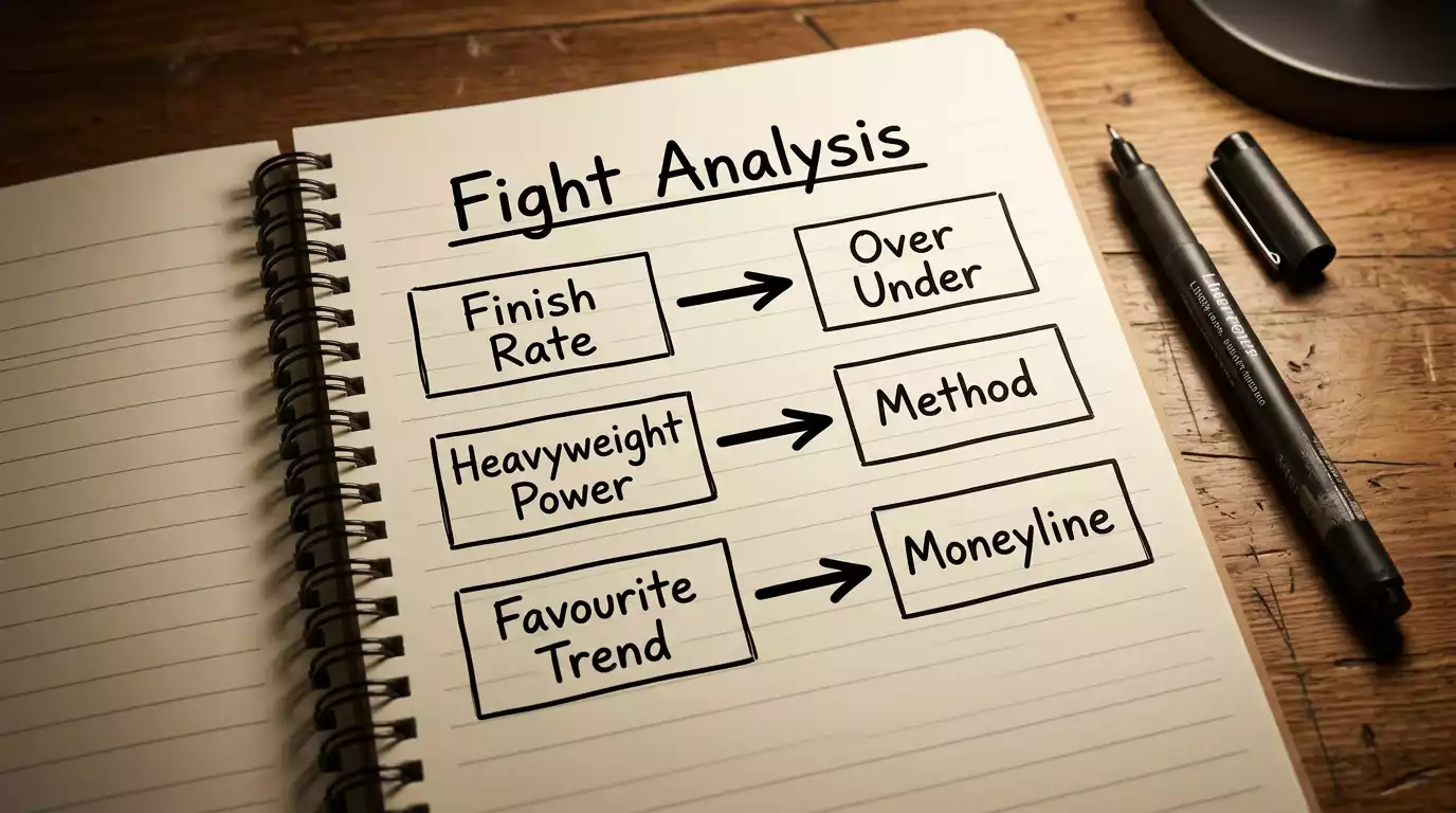 Notebook page mapping UFC fight statistics to the betting markets each metric disciplines