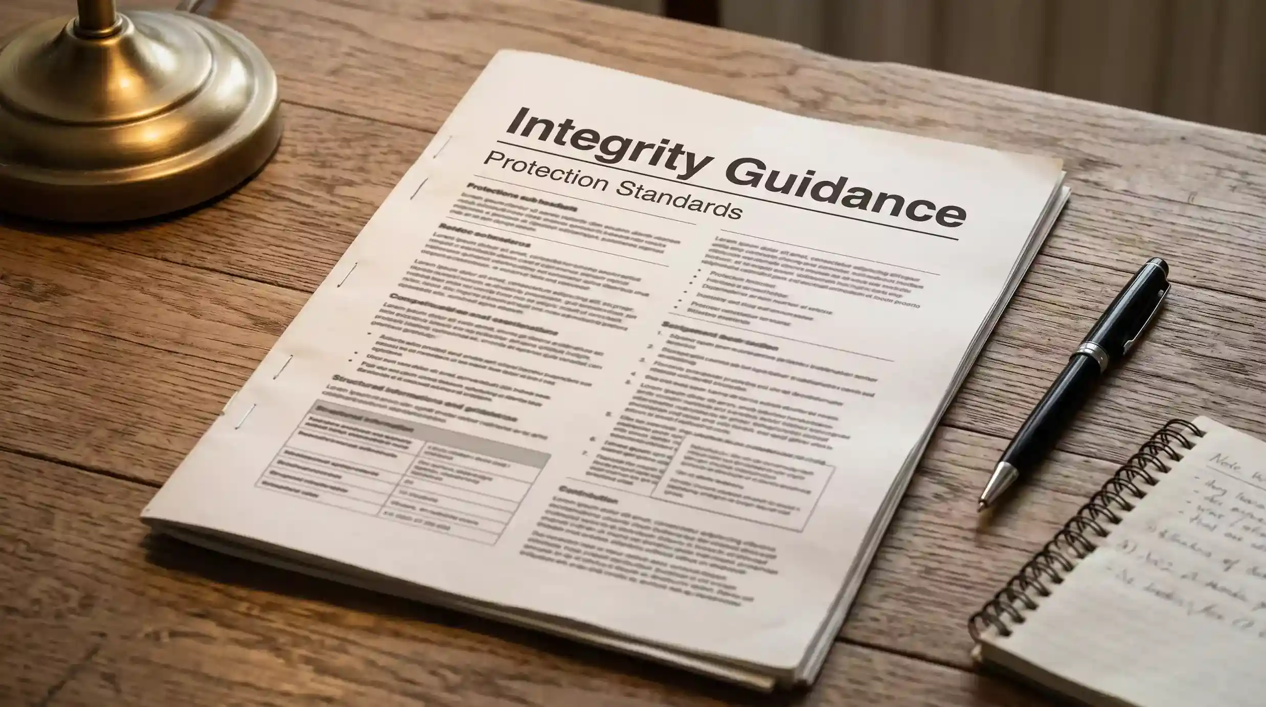 UK Gambling Commission style document on a wooden desk explaining bettor protections under integrity rules